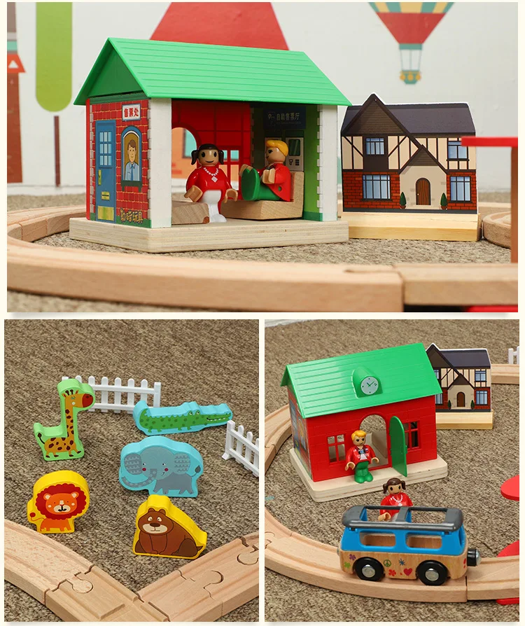 Деревянная железная дорога прямая и изогнутая удлиняющаяся дорожка поезд игрушечный транспорт детские игрушки T-homas поезд Игрушечная модель деревянные игрушки для детей