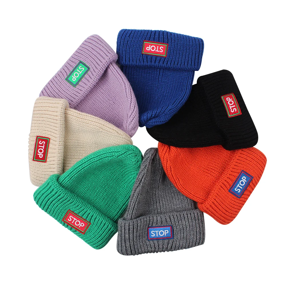 Knitted Warm Baby Beanie Hat Candy Color Fashion Girls Beanie Korean Style Autumn Winter Kids Hat Hip Hop Cap Baby Boys Clothing (2)