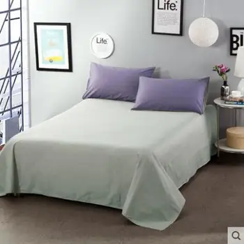 

Free Shipping 1pc Green Blue Grey Color Solid Bed Sheet Plain Dyed Sheets Flat Bed Cover