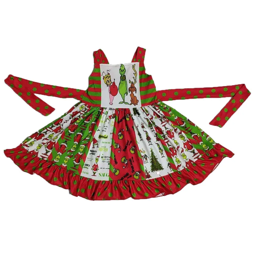 

2019 hot sell style girls twirl dress baby girl stitching dress with belt