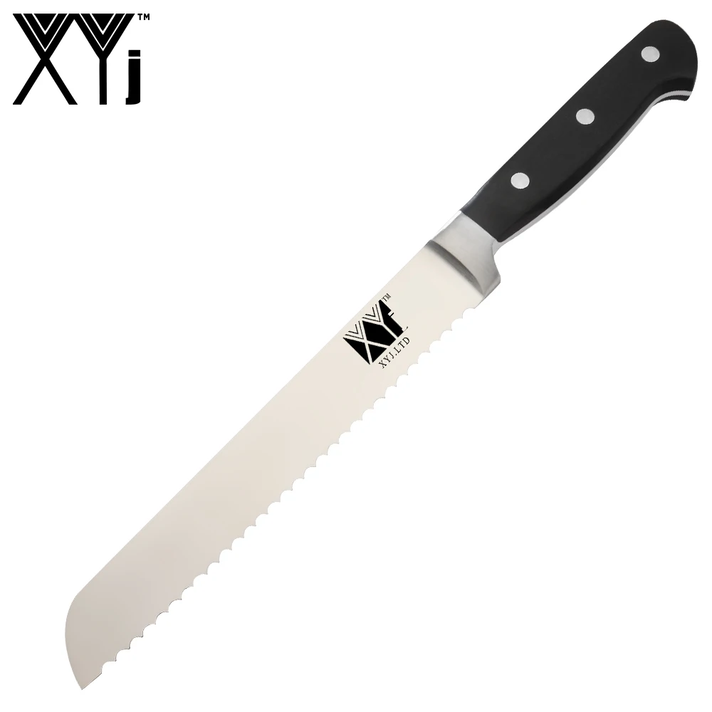 XYj кухонные ножи из нержавеющей стали, нож для очистки овощей Santoku, нож для нарезки хлеба, ножи из нержавеющей стали с ручкой ABS, кухонные инструменты - Цвет: 8 inch Bread Knife