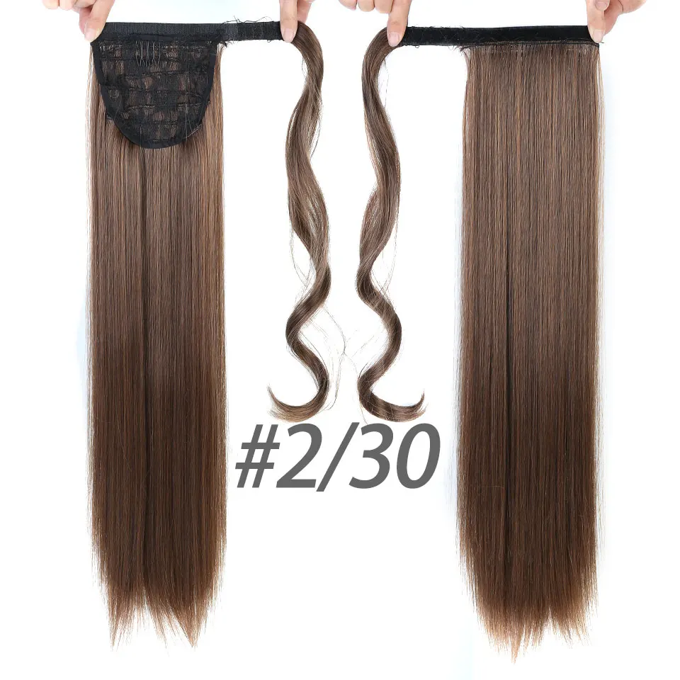 SHANGKE 2" Длинные Прямые Шнурки конский хвост клип в синтетических волос для наращивания обертывание на волосы температура волокна - Цвет: T1B/30