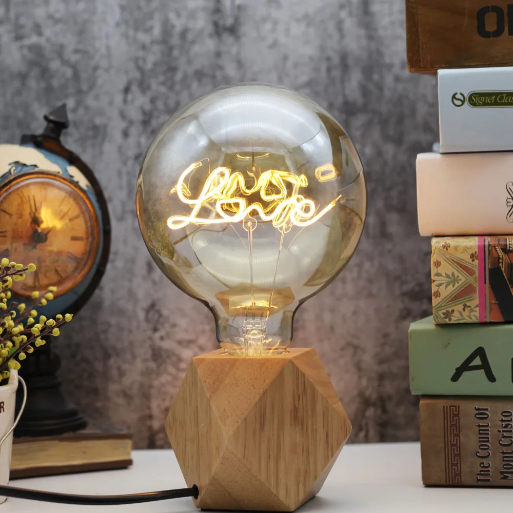 Vintagelll G125 Led светильник с надписью «LOVE& HOME», 4 Вт, 220 В, E27, декоративный светильник с регулируемой яркостью, настольная лампа