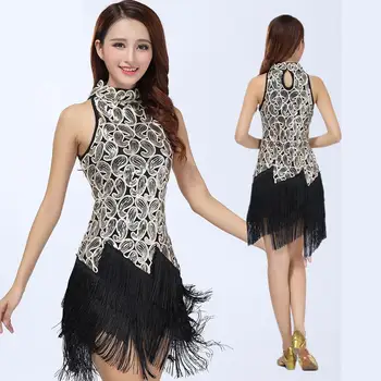 

Hot Sale Latin Dance Costume Shining Sequined Tassel Fringe Latin Dance Dress For Women Stage Dancewear Competition Dresses