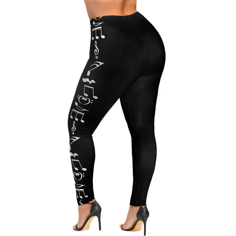 

Women Sexy High Waist Sports Leggings Plus Size Yoga Pants Popular Music Notes Fitness Tights Gym Pencil Pants
