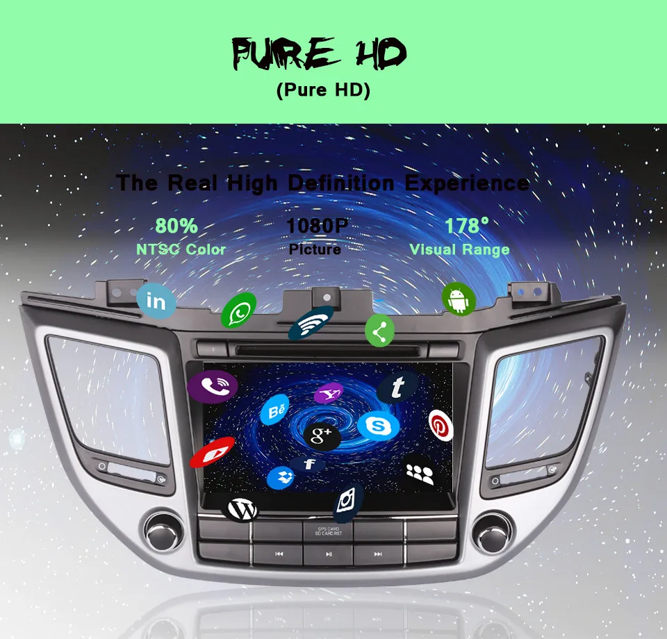 Cheap Android 9.0 2 Din 8 Inch Car DVD Player For Hyundai/IX35/TUCSON 2015 2016 2017 2018 With 4GB RAM GPS Navigation Radio Headunit 3