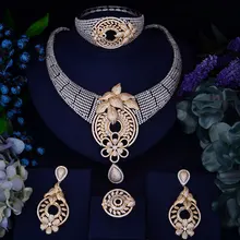 GODKI New Arrival Gold Silver interval Fashion Women Luxury Bridal Cubic Zirconia Necklace Ring Bangle Earring Dubai Jewelry Set