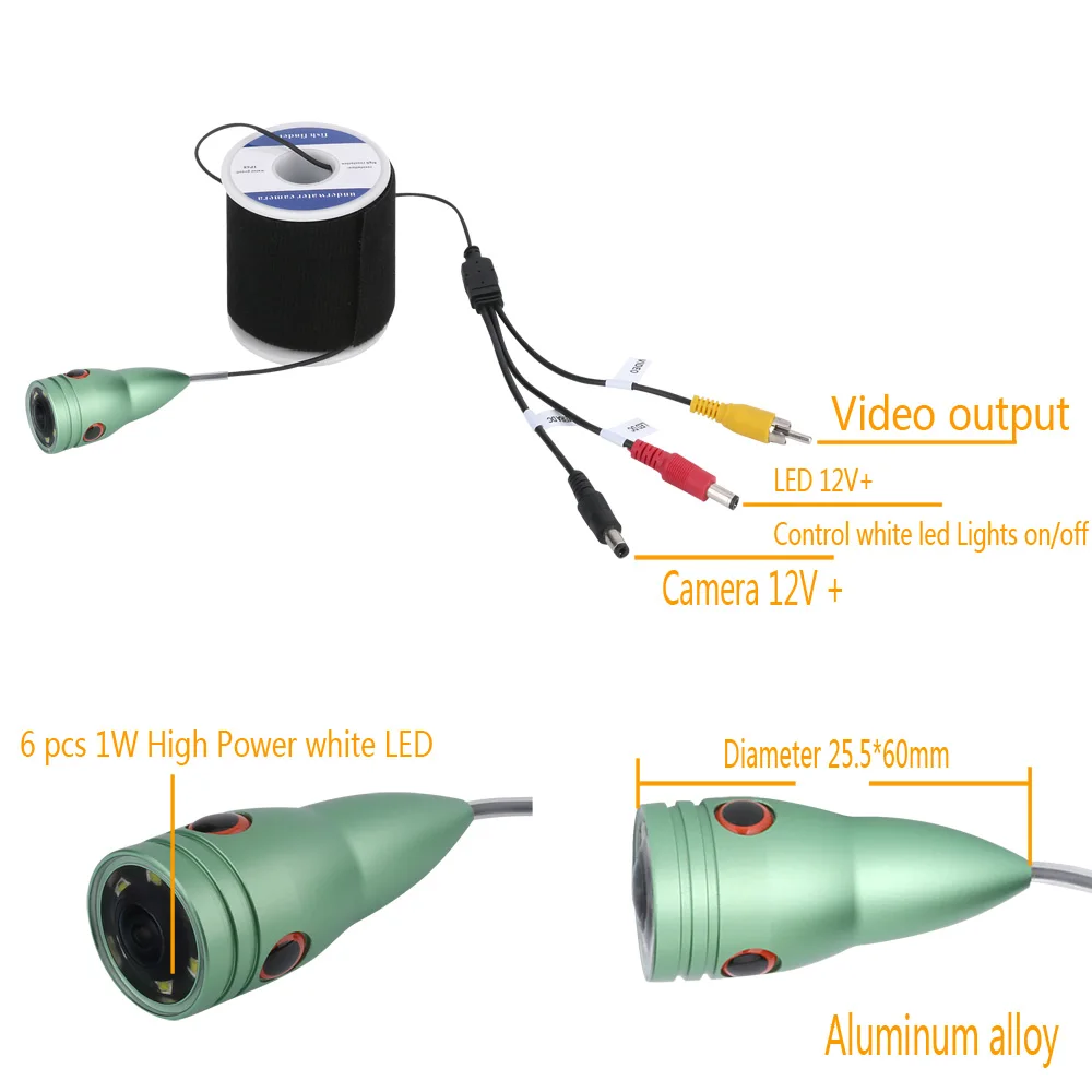 PDDHKK 4,3 ''дюймовый дисплей 1000 TVL подводная камера ночного видения для рыбалки 6 шт. светодиодный Белый свет 50 м кабель для подледной рыбалки - Цвет: F001 50M