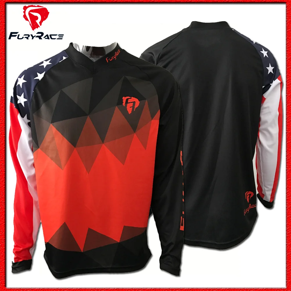 FURY RACE Men Black MTB Motorcycle Jersey Downhill Jersey
