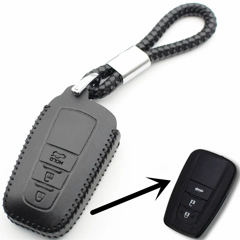

XIEAILI Genuine Leather 3Button Smart Key Holder Case Cover For Toyota Camry/CHR/ 2017Prius/Corolla/RAV4/Prado M220