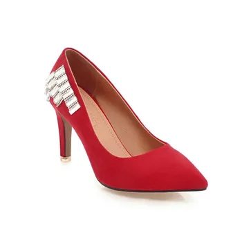 

Vogue of new fund of 2018 diamond pointed high heel with lighter super small size 31-46 bride shoes 1811