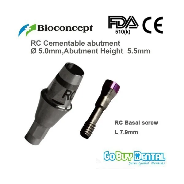 

Straumann Compatible Bone Level RC Cementable abutment, diameter 5.0mm, Gingiva height 1mm, Abutment Height 5.5mm 132090