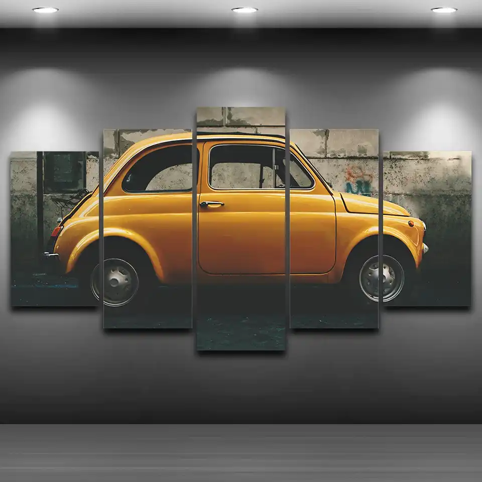 Framework Modern Hd Printed Modular Paintings 5 Panel Yellow Old