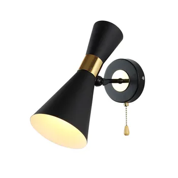 

Thrisdar Nordic Iron LED Wall Lamps With Pull Switch Horn LED Wall Light Creative Bedroom Restaurant Hotel Balcony Wall Lamp