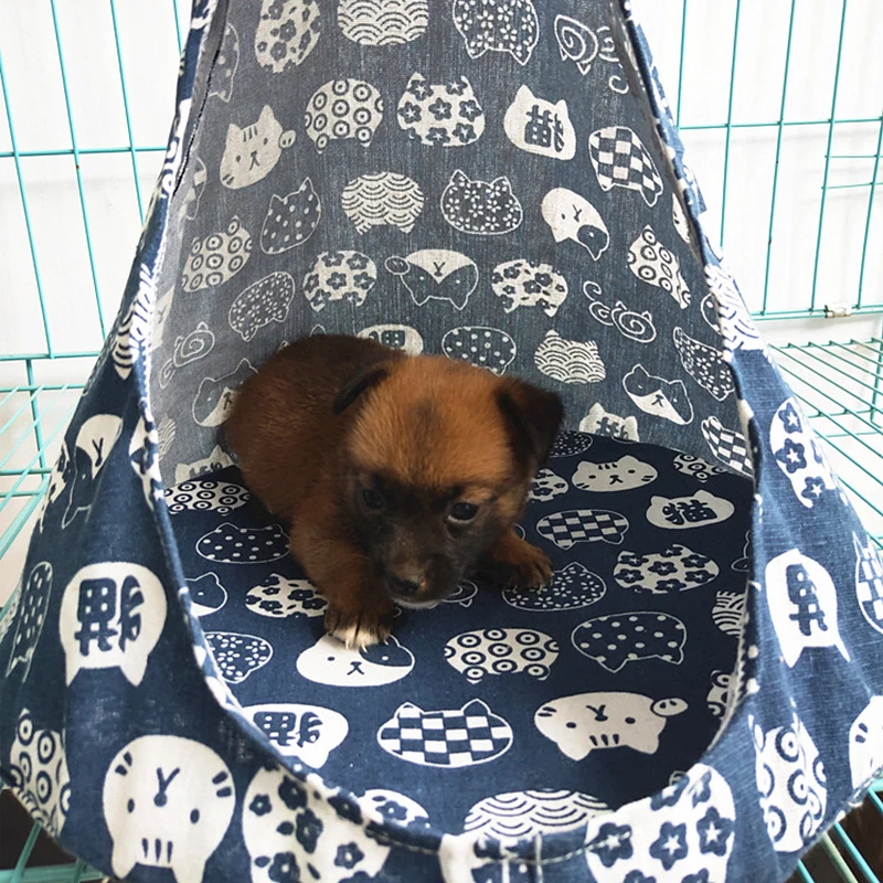 Creative Cat Tent Hammock Hanging Bed Tent Cone Shape Breathable Linen Sponge Tent Hanging Cage Cover Pet Supplies Ship US