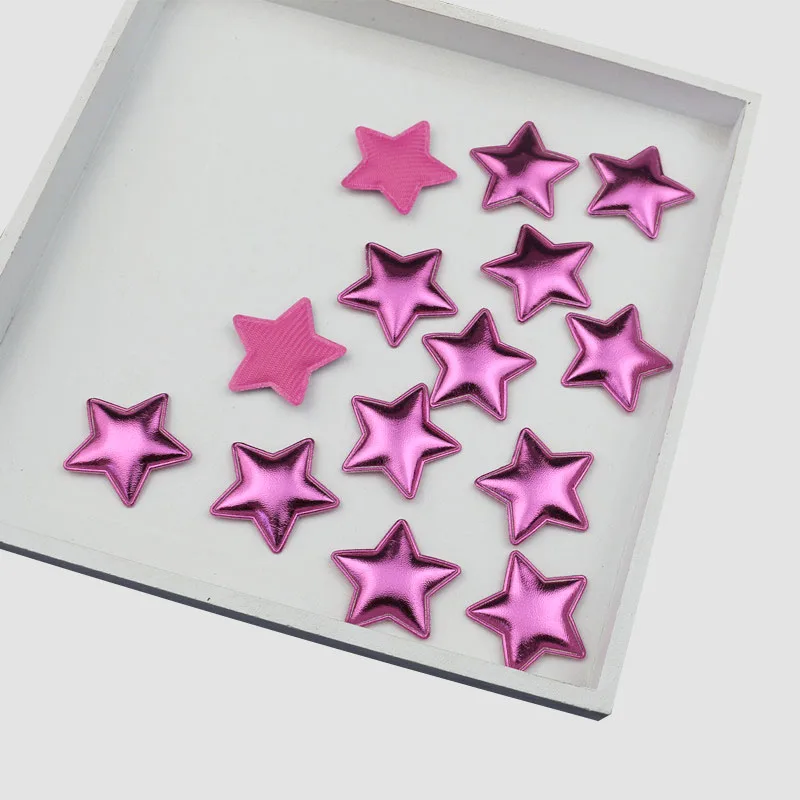 Rose red Stars 50 шт. с рисунком короны/звезд/сердца, мягкие патчи, сделай сам, товары для рукоделия, скрапбукинг, аппликация, детские головные уборы, аксессуары, декор с блестками - Цвет: Rose red Stars