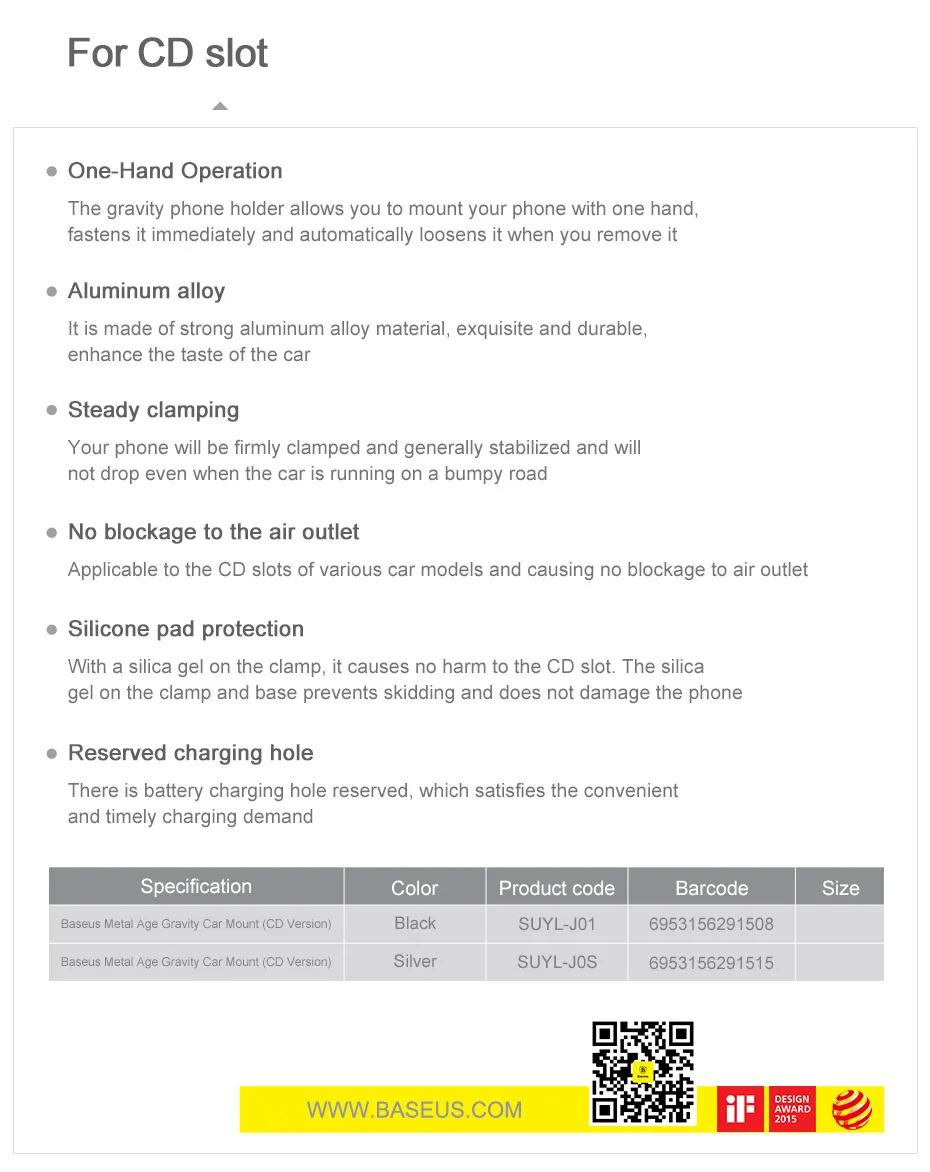 Baseus Khe CD Giá Đỡ Điện Thoại Ô Tô Trọng Lực Xe Gắn Giá Đỡ Cho Điện Thoại Trong Ô Tô Cho iPhone Samsung Xiaomi Mobile điện Thoại Xe Đứng bedside phone holder