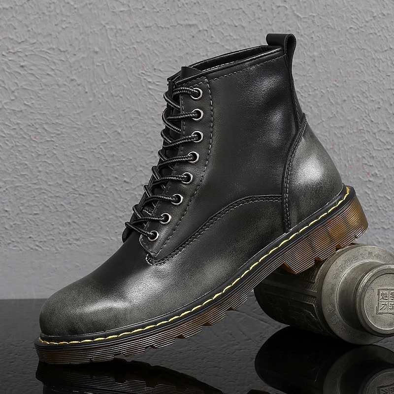 OSCO Fashion Military Combat Boots Men High top Boots Split leather ...