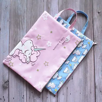 4 Simple Style Canvas Bag Portable Pencil Case Cosmetic Bag