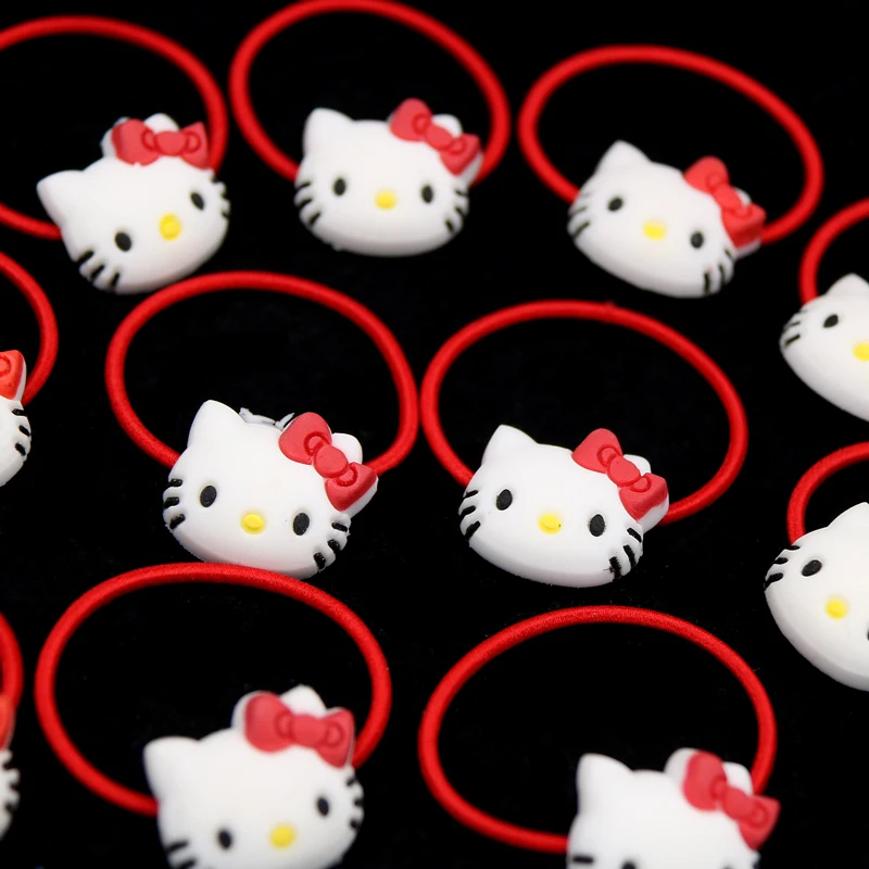 Янаис 12 шт./компл. рисунок «Hello Kitty» резинки для волос Заколки для волос для девочек; милые женские аксессуары для волос