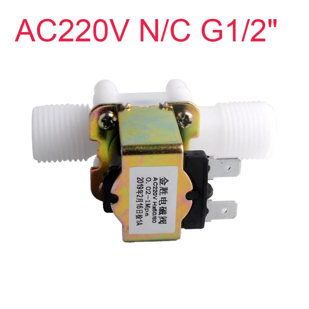 

Plastic Electric Solenoid Valve Magnetic AC 22V N/C Water Air Inlet Flow Switch NC Normal C G1/2