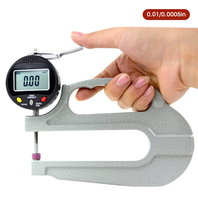0-10mm Digital Thickness Gauge Electronic Leather Film Paper Plate Thickness Meter Tester 0.001mm Resolution Long Handle Measure (7)