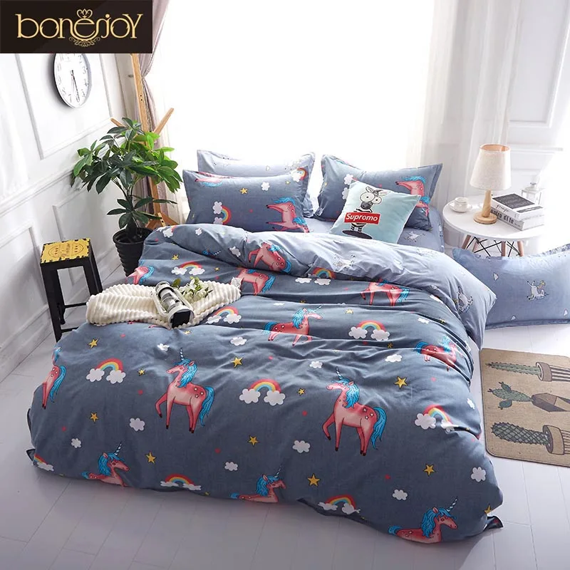 

Bonenjoy King Size Duvet Cover Set Gray Color Unicorn bedding Queen Size Bed Cover Linen Set Unicorn Double Bed Sheet Pillowcase