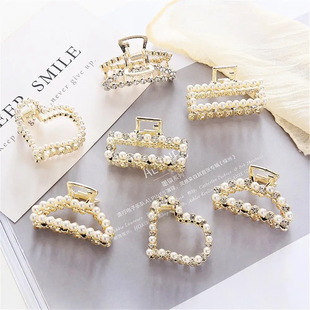 

5CM/7CM New Women Elegant Pearls Heart Geometric Gold Hair Claws Rhinestone Hair Clips Hairpins Barrettes Hair Accessories