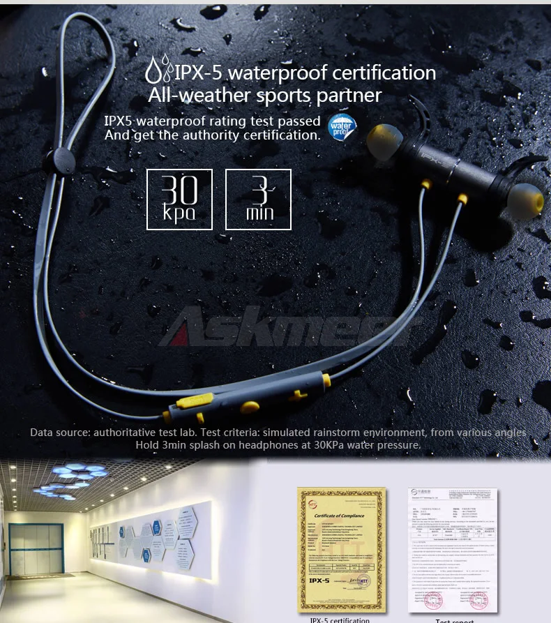 Askmeer Bluetooth Earphone Sport Wireless Waterproof Earbuds Headset In Ear Earphones Hands Free with Microphone for iPhone Xiaomi (7)