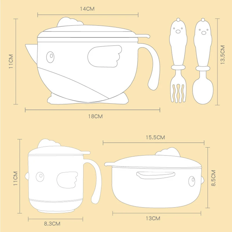 Baby Tableware Set Stainless Steel Cute Cartoon Thermal Dishes Kid Hot Water Insulation Bowl Children Feeding Dinnerware MBG0372 Baby Tableware Set Stainless Steel Cute Cartoon Thermal Dishes Kid Hot Water Insulation Bowl Children Feeding Dinnerware MBG0372