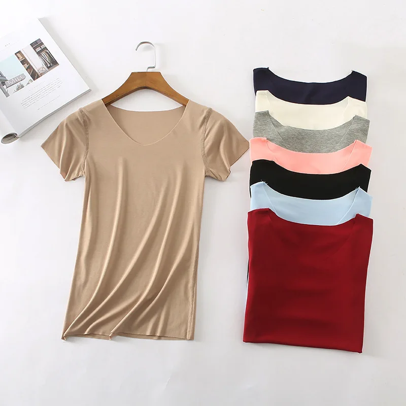

Summer cotton seamless women's short-sleeved casual comfort multi-color shirt
