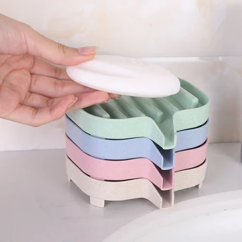 

Bathroom Soap Dish with Drain Colorful Dishes Bath Storage Soap Holder Bathroom Organizer Sponge Holder Plate Tray Drain