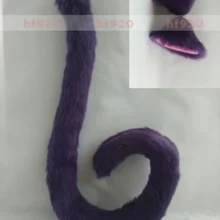Аниме Косплей Костюм вечерние длинные меховые Neko Kitty кошачьи уши Кот плюшевый хвост фиолетовый 50 см