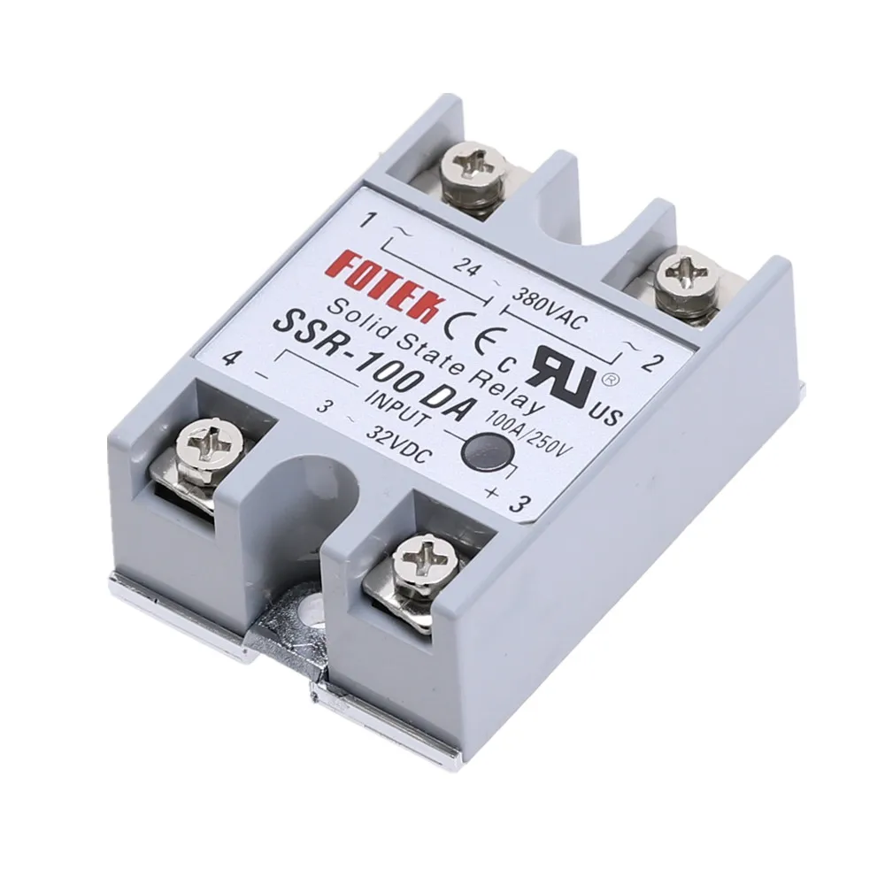 

1pcs SSR-100DA 100 DA Solid State Relay Module 3-32V DC Input 24-380VAC 100A