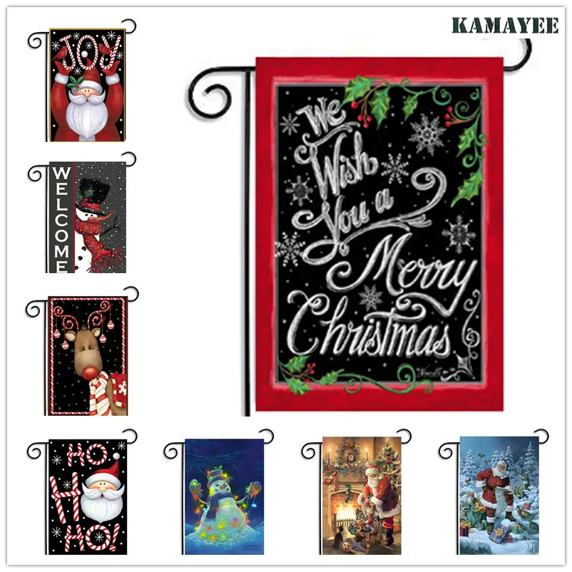 30x45cm Christmas Garden Flag Cartoon Santa Claus Flags and Banners Home Decor Polyester Hanging Banner Gift | Дом и сад