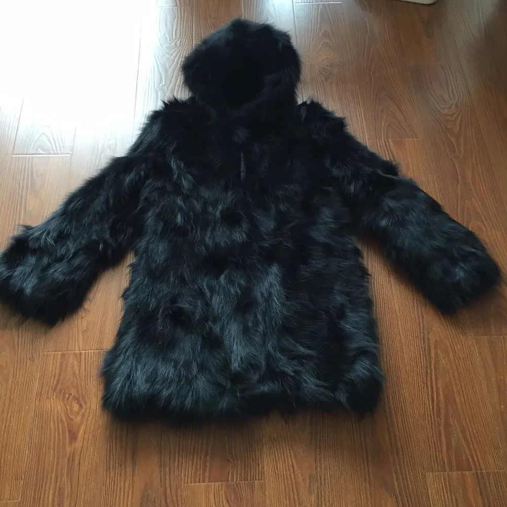 

Genuine Raccoon Fur Coat Women's Long-sleeve Long Fur Warm Winter Jacket waistcoat Luxurious TAH422