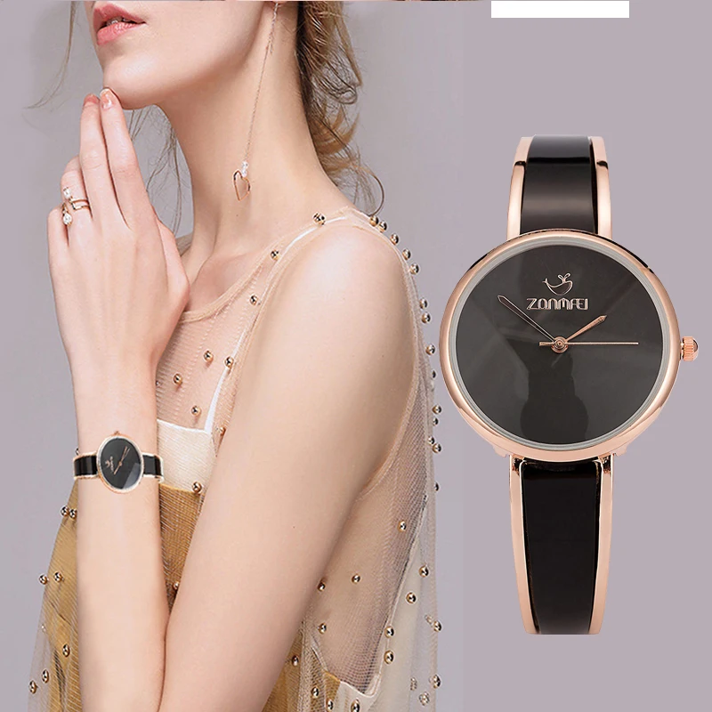 

Zonmfei Brand smart watch women skin band black/blue/white color simple watches summer style lady dress clock with gift box
