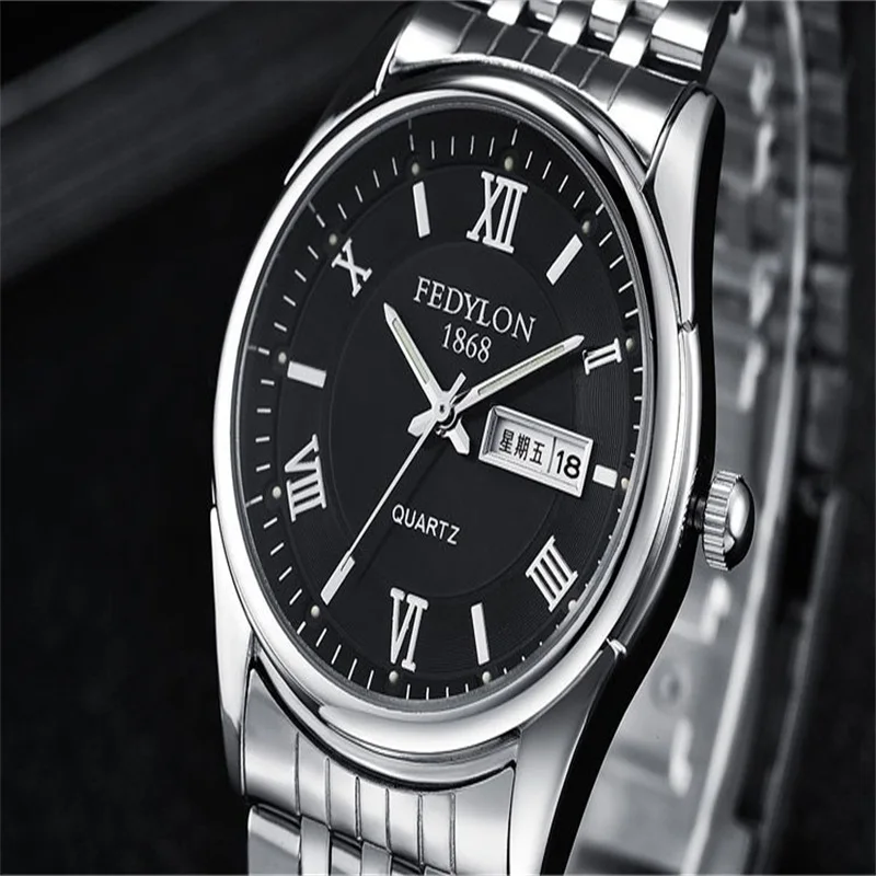 2016 часы для мужчин Элитный бренд наручные часы нержавеющая сталь кварцевые часы выполните календари мужские часы для бизнес