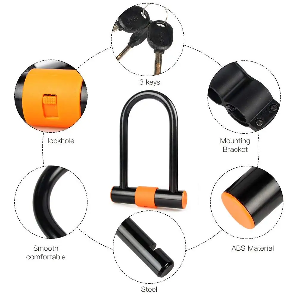 Bicycle U-lock motorcycle anti-theft lock mountain bike steel cable bar lock electric car lock