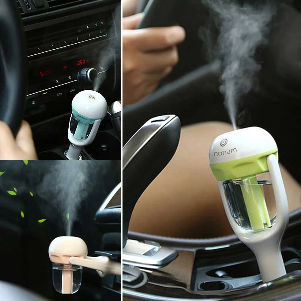 12V Mini Car Steam Humidifier Air Purifier Aroma Diffuser Essential Oil