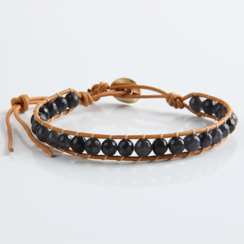 Leather Bracelet Natural Stone Bead Bracelets