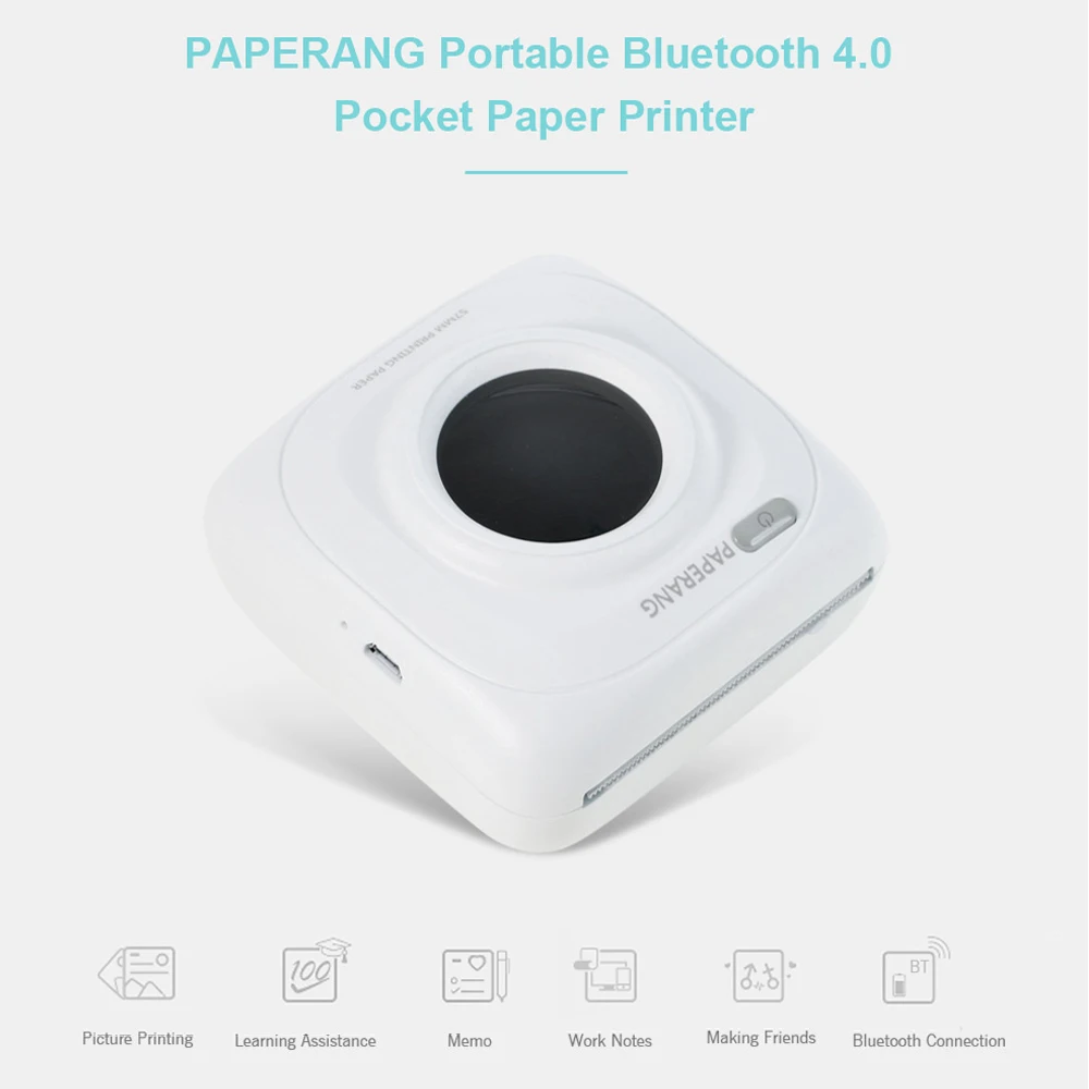 Портативный термопринтер PAPERANG P1 с Bluetooth фотопринтер беспроводным подключением к