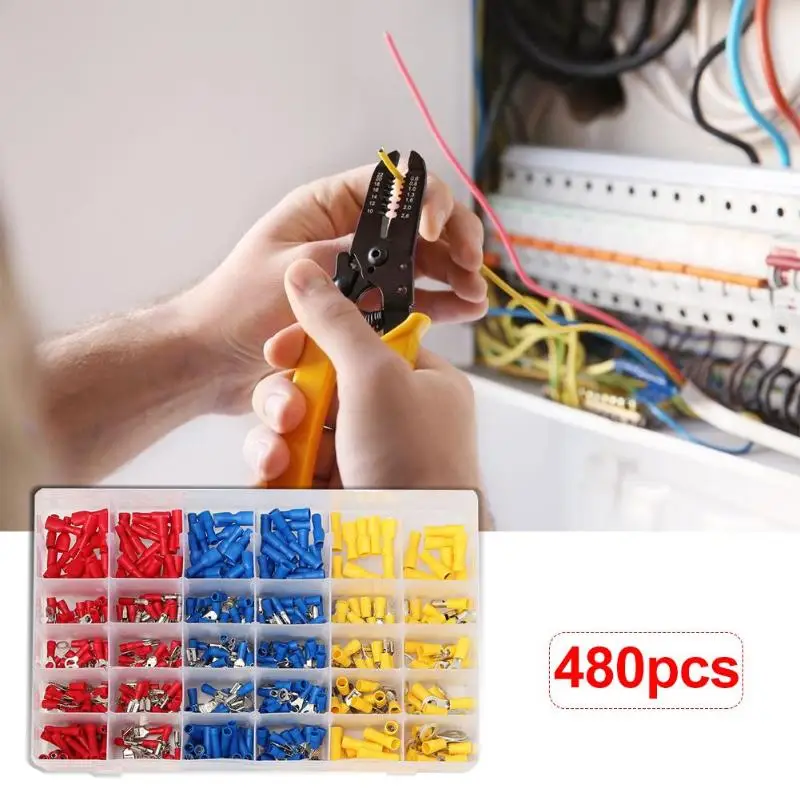 480pcs Electrical Cable Wiring Connector Insulated Cold-pressed Terminals