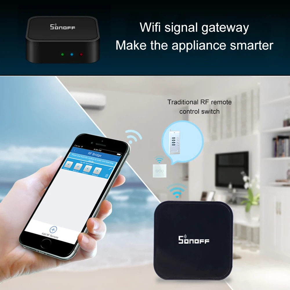 Sonoff RF Bridge WiFi 433 МГц пульт дистанционного управления умный дом автоматизация