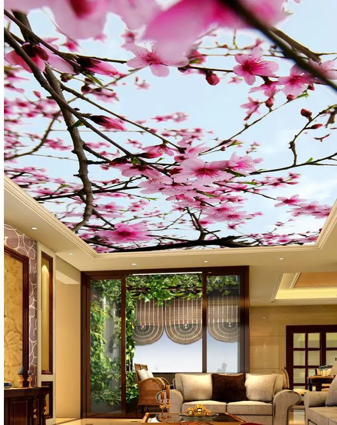 Beautiful flowers sky ceiling 3d room wallpaper landscape ceilings 3d
