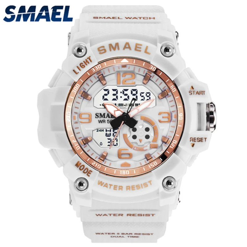 SMAEL Брендовые женские кварцевые часы модные повседневные светодиодный цифровые часы женские водонепроницаемые спортивные многофункциональные часы Relogio Feminino