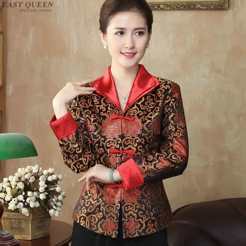 Cheongsam Топ традиционной китайской блузка футболки для женщин воротник-стойка Восточный Азиатский блузка AA3986