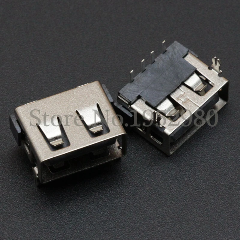 

10PCS USB 2.0 Connector Female Socket DIP Front 2 Feet 10.0mm High 4 Pin for Data Transmission Port Low Price