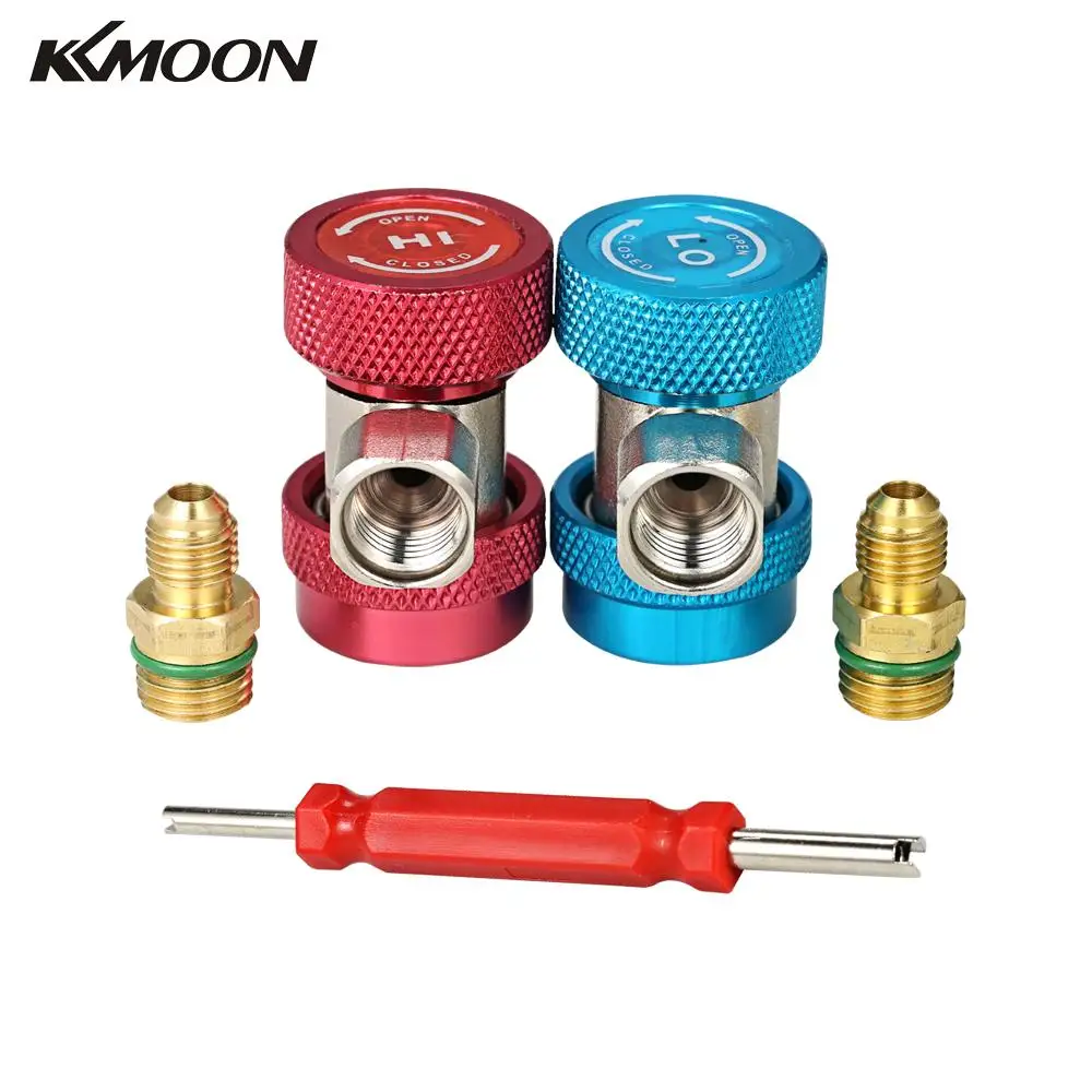 3pcs 1/4" Adjustable R134A Quick Couplers Adapters High Low AC Manifold