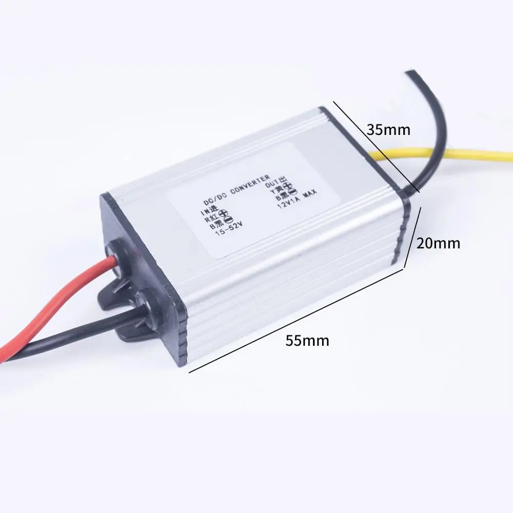 DC 15-52V до 12V 1A 2A 3A длинный алюминиевый корпус DC-DC преобразователь питания для автомобильного редуктора напряжения CE RoHS